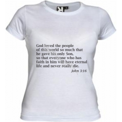 Tricou alb femei, Ioan 3.16 -engleza